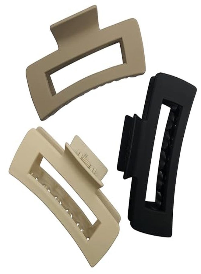 FREEBIES Large Matte Hair Claw Clip | Rectangle Big Clutcher | Strong Grip Thick Hair Clamp | Durable Styling Clip | Women Accessories | Pack of 3 - Image 1