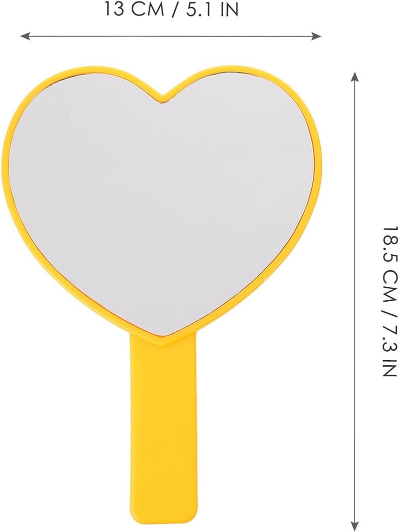 2 Pcs Heart Shape Vanity Hand Mirrors with Handle for Portable Cosmetic Handheld Mirrors in Orange and Rose Red Travel Personal Set - Image 2