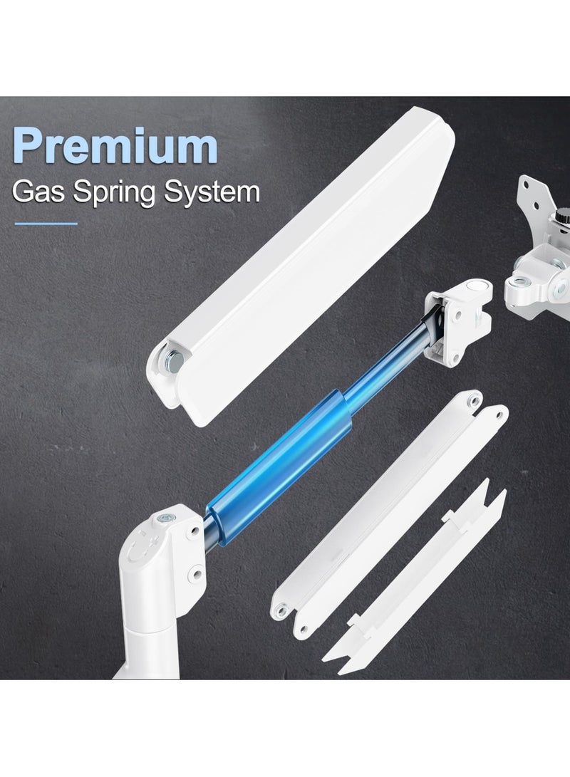 ذراع تثبيت شاشة واحدة يناسب شاشة يصل حجمها إلى 32 بوصة، حامل شاشة مكتبي يحمل شاشة كمبيوتر بوزن 4.4-19.8 رطل، حامل مكتبي لشاشة زنبركية غازية كاملة الحركة، حامل VESA، أبيض - Image 2