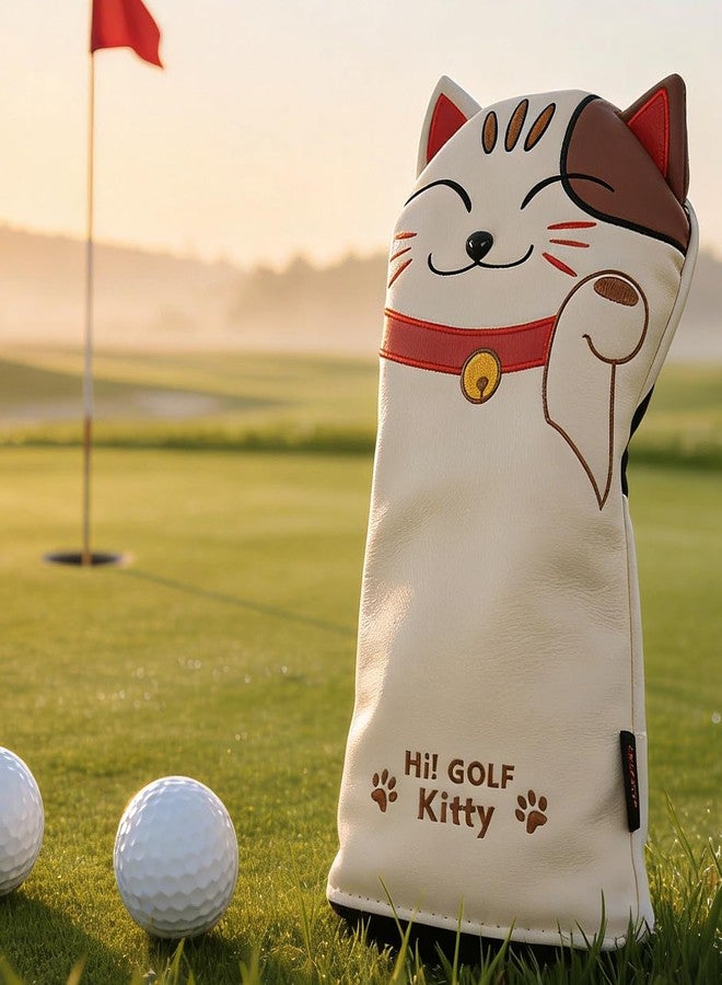 GOOACTION Lucky Cat Golf Hybrid Head Cover, Cartoon Kitten PU Leather Protector with Magnetic Closure, Fits 3/5/7/X Hybrid Clubs, Durable Fur Lining & 360° Protection - Image 5