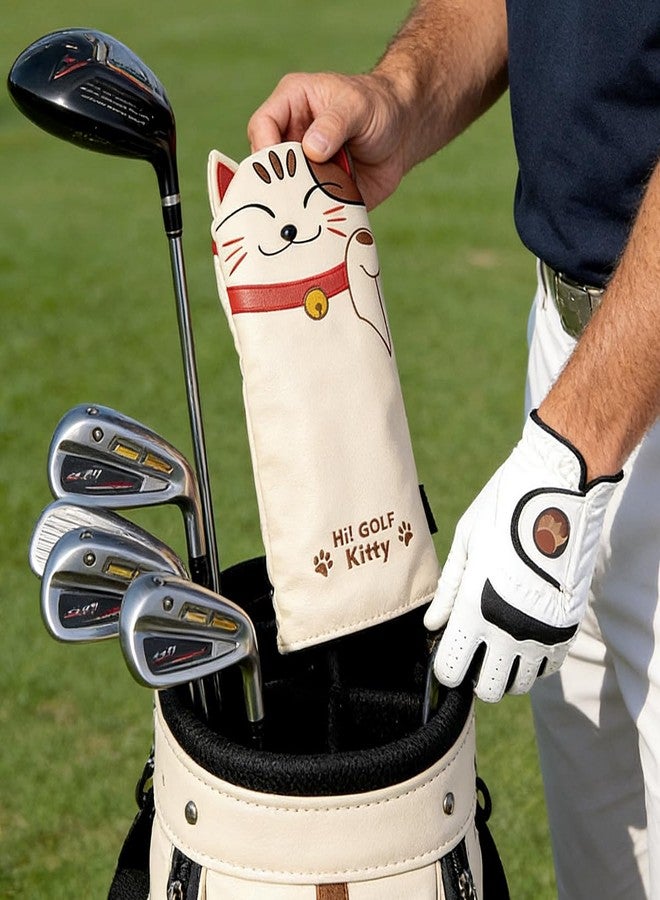 GOOACTION Lucky Cat Golf Hybrid Head Cover, Cartoon Kitten PU Leather Protector with Magnetic Closure, Fits 3/5/7/X Hybrid Clubs, Durable Fur Lining & 360° Protection - Image 4