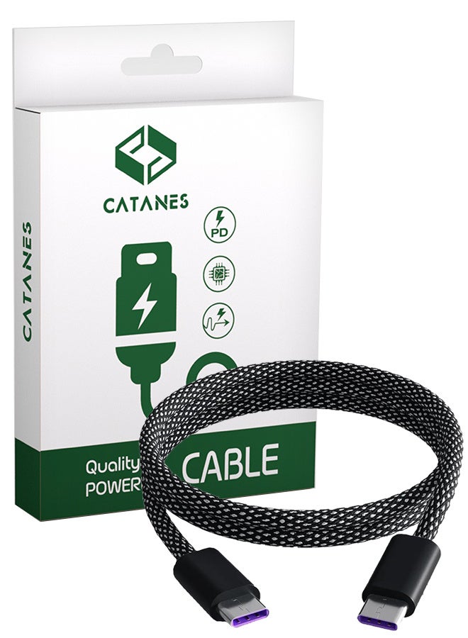 CATANES Fast USB-C to USB-C Cable Premium Braided Fast Charging and Data Transfer, PD Supported 1m - Dark Grey & White - Image 1