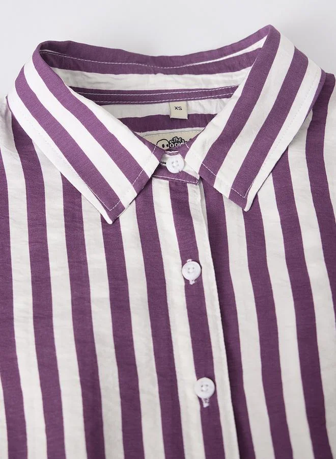 The Souled Store  Purple Striped Regular Fit Long Sleeve Shirt for Women | Best Price UAE