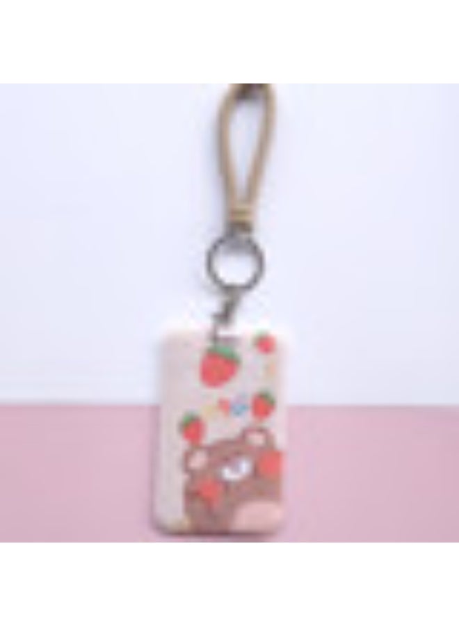 NIBEMINENT 1 - Piece Little Bear Kpop Photo Card Holder Pendant Key Chain ID Badge Holder ID Card Holder Photo Card Protector for School ID Office ID Access Card for Women Girls - Image 1