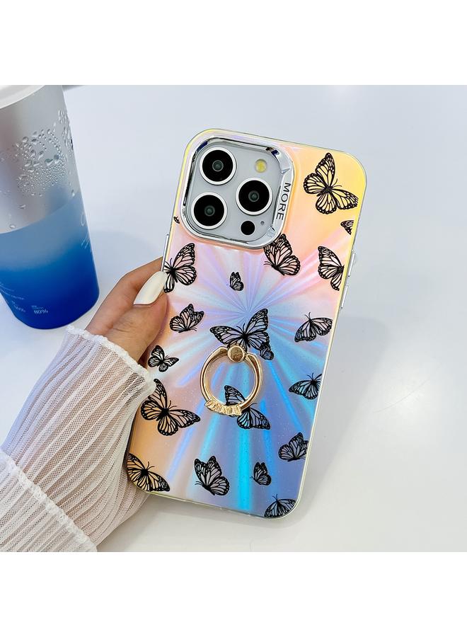 S-TOP Case For iPhone 13 Pro Electroplating Laser Butterfly Ring Holder Phone Case - Image 3
