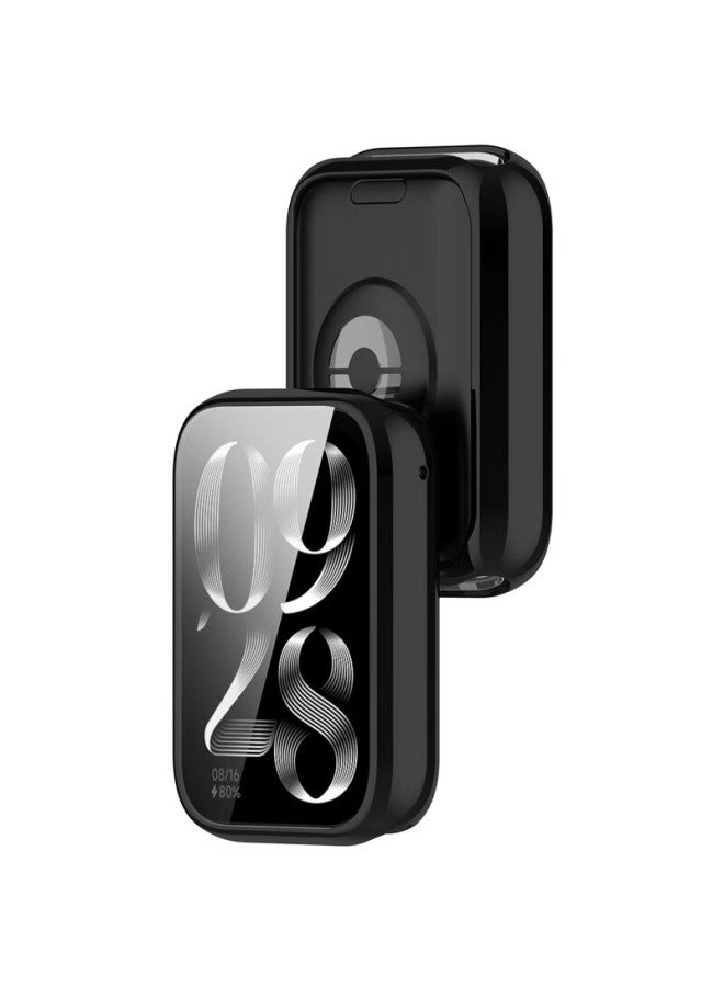 Kmaxai Protective Case + Film Full Cover Integrated Case Dial Soft Case Screen Film Tpu Soft Rubber Scratch-resistant Fingerprint-proof Sports Bracelet Case Black - Image 2