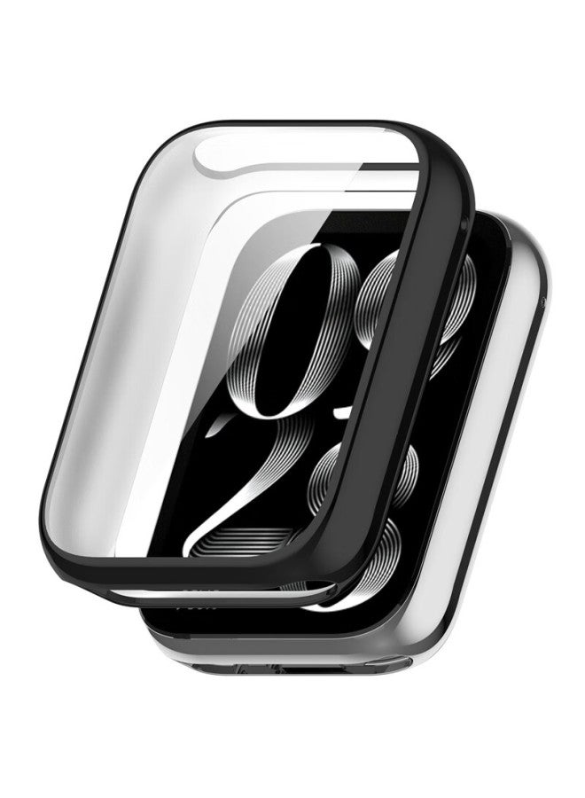 Kmaxai Protective Case + Film Full Cover Integrated Case Dial Soft Case Screen Film Tpu Soft Rubber Scratch-resistant Fingerprint-proof Sports Bracelet Case Black - Image 3