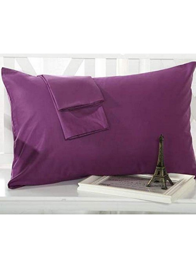 Om Bedding Collection Travel Pillowcase 14x20 500 Thread Count Egyptian Cotton Set of 2 Toddler Pillowcase Zipper Closer 100% Egyptian Cotton (Toddler Travel 14x20 Zipper, Plum Solid) - Image 1