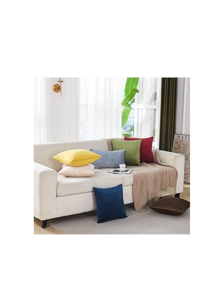 Soft Thick Velvet Throw Pillow Covers Decorative Square Cushion Cover For Couch Sofa Bedroom Living Room - set of 2 Pieces Brown 40 x 40 CM - Image 3