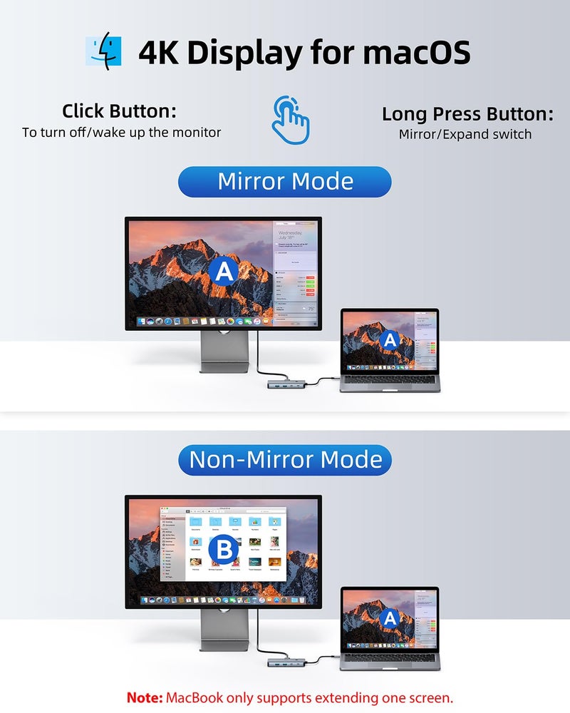 LIONWEI Laptop Docking Station 4 Monitors, 9 in 1, Dual HDMI+DP+VGA, 100W PD, 5Gbps, 3 USB C/A Ports, Ethernet, LIONWEI Docking Station Dual Monitor, USB C Hub for Dell/HP/Surface/MacBook - Image 4