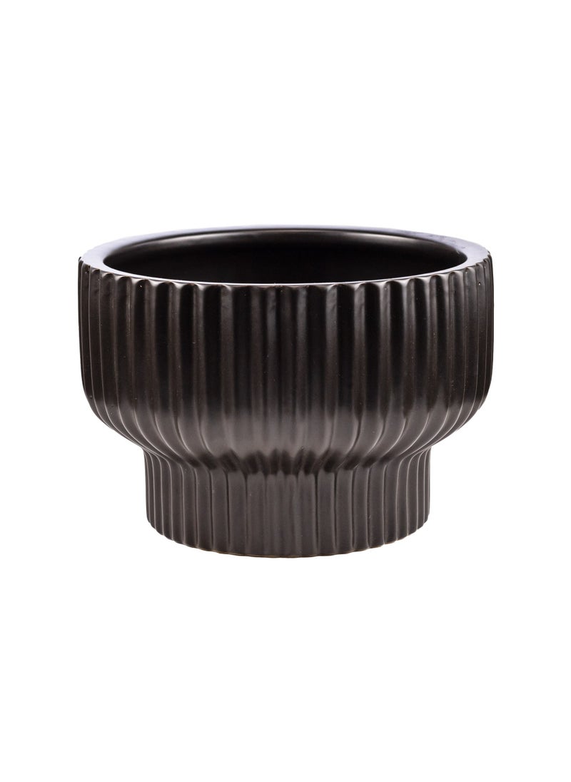 Gulf Flowers Gulf Flowers Ceramic Vase Plate on Stem – Black, D20cm x H13cm Elegant Decorative Stand Bowl for Floral Displays, Centerpieces & Home Styling – Modern Pedestal Tray for Table or Shelf 