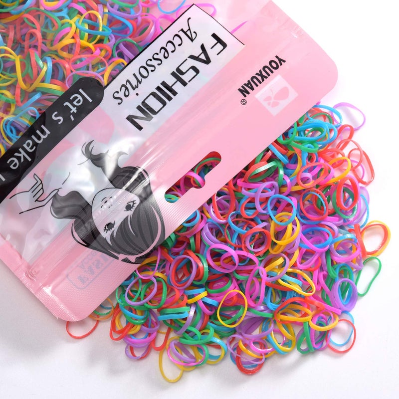 Youxuan Kids Elastics No Damage Colored Hair Bands Fashion Girls Hair Ties 1000 Count Small Size - Image 2