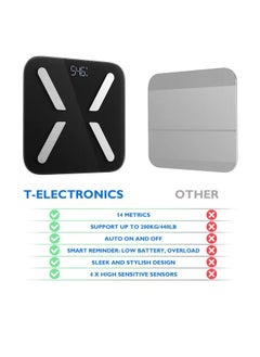 Titan Electronics T Electronics - Smart  Body Weight Scale - Digital Scales for  bathroom use - 14 Different Parameters - 440lb - Black  - Image 2