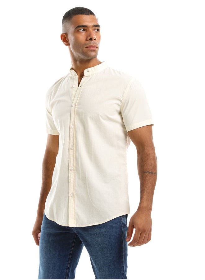 RAVIN Light Cream Band Neck Short Sleeves Shirt  - Image 2