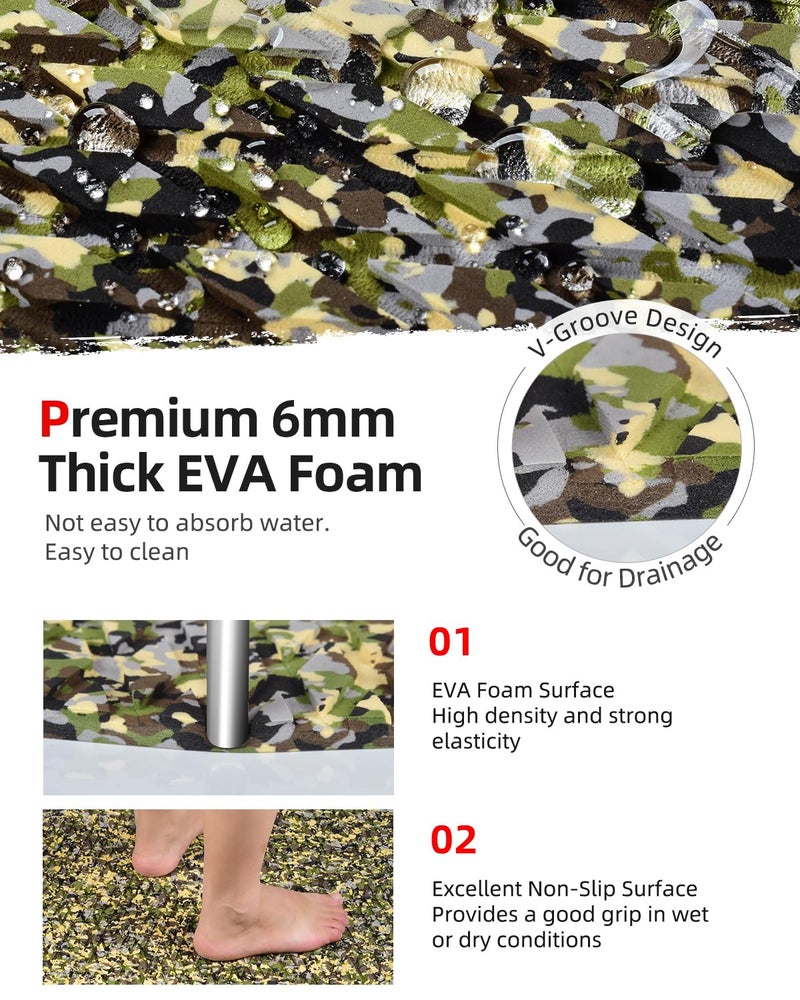 Abahub EVA Foam Boat Decking 48''x16'' Non-Slip Surfboard Traction Pad Grip Mat Self-Adhesive Trimmable Flooring Sheet for Boats SUP Board Kayak Surfing Camouflage Green - Image 3