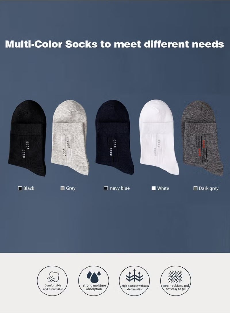 infino 5-PAIR 100 ٪ من الجوارب للرجال القطن: منتصف كالف ، رسمية ، رطوبة ، مناسبة لجميع الفصول ، نمط النجوم النجوم في مجموعة متنوعة من الألوان لارتداء الأعمال غير الرسمية - Image 2