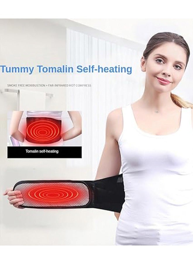Generic Self Heating Waistband Adjustable Self-Heating Waist Brace for Women Men Lumbar Support Belt Lower Back Brace Protecting the Palace and Warming the Stomach for Cold Weather Black/White Size M - Image 4