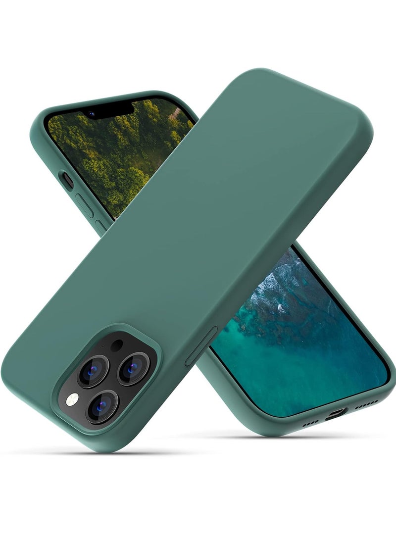 MIGOFAST Silicone Case for iPhone 13 Pro Max Ultra Slim Shockproof Protective Phone Case with Soft Anti Scratch Microfiber Lining  6.7 inch Pine Green - Image 1