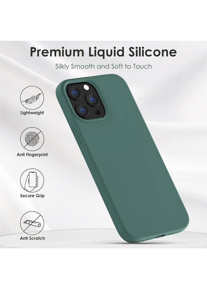 MIGOFAST Silicone Case for iPhone 13 Pro Max Ultra Slim Shockproof Protective Phone Case with Soft Anti Scratch Microfiber Lining  6.7 inch Pine Green - Image 3