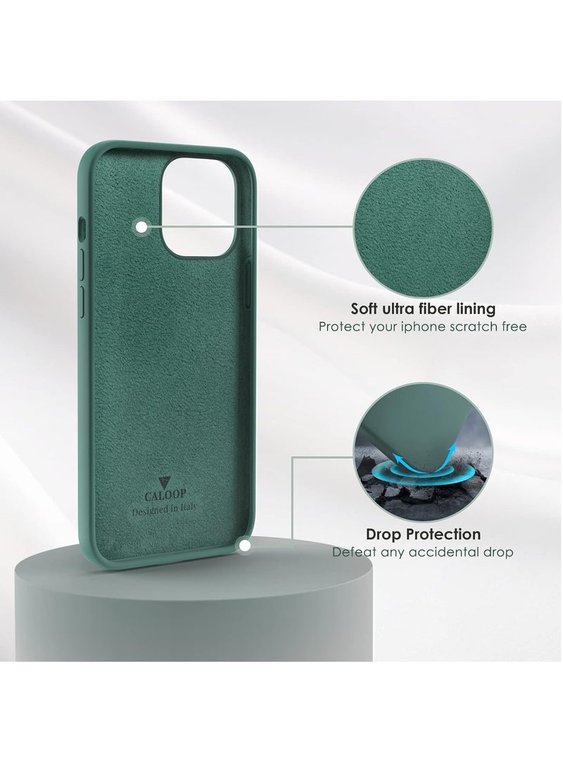 MIGOFAST Silicone Case for iPhone 13 Pro Max Ultra Slim Shockproof Protective Phone Case with Soft Anti Scratch Microfiber Lining  6.7 inch Pine Green - Image 4
