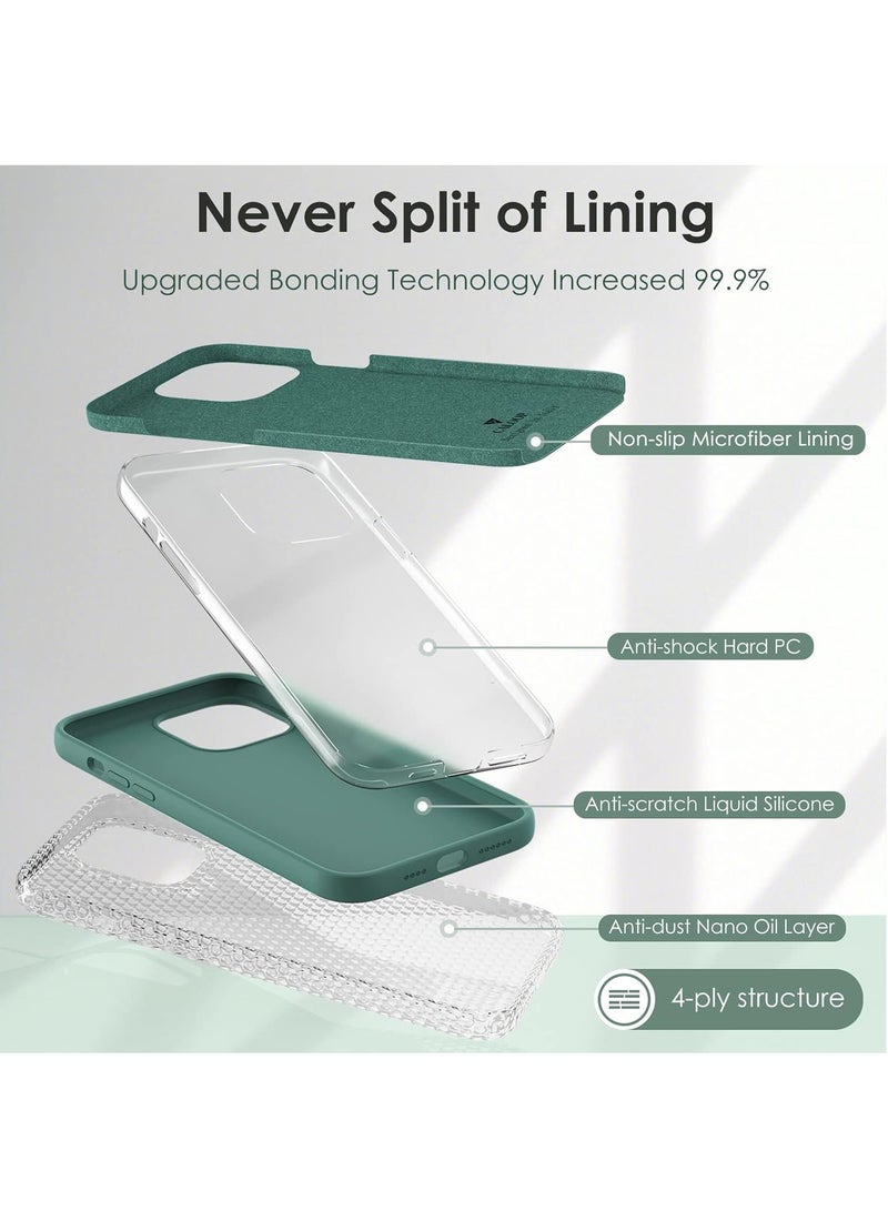 MIGOFAST Silicone Case for iPhone 13 Pro Max Ultra Slim Shockproof Protective Phone Case with Soft Anti Scratch Microfiber Lining  6.7 inch Pine Green - Image 5