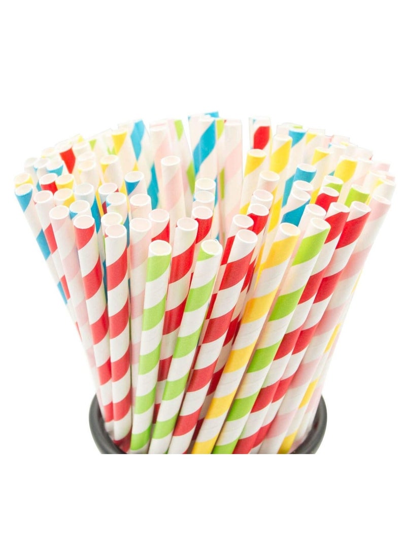 4basix Biodegradable Paper Straws Pack of 100 Multicolor Eco Friendly and Sustainable Alternative for Plastic Straws - Image 1