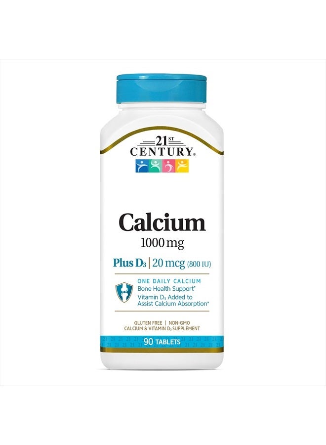 21st Century Calcium Plus D Tablets, 1000 mg, 90 Count - Image 1