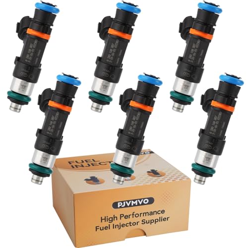 Pjvmvo 0280158007 OE 4.0L Performance Fuel Injectors,Compatible with/Nissan 4.0 Xterra Frontier,Compatible with/Nissan 5.6L Armada Pathfinder Titan 2006 2007 2008 2009 2010 2012 2013 |12 Holes| |Set of 6| - Image 1