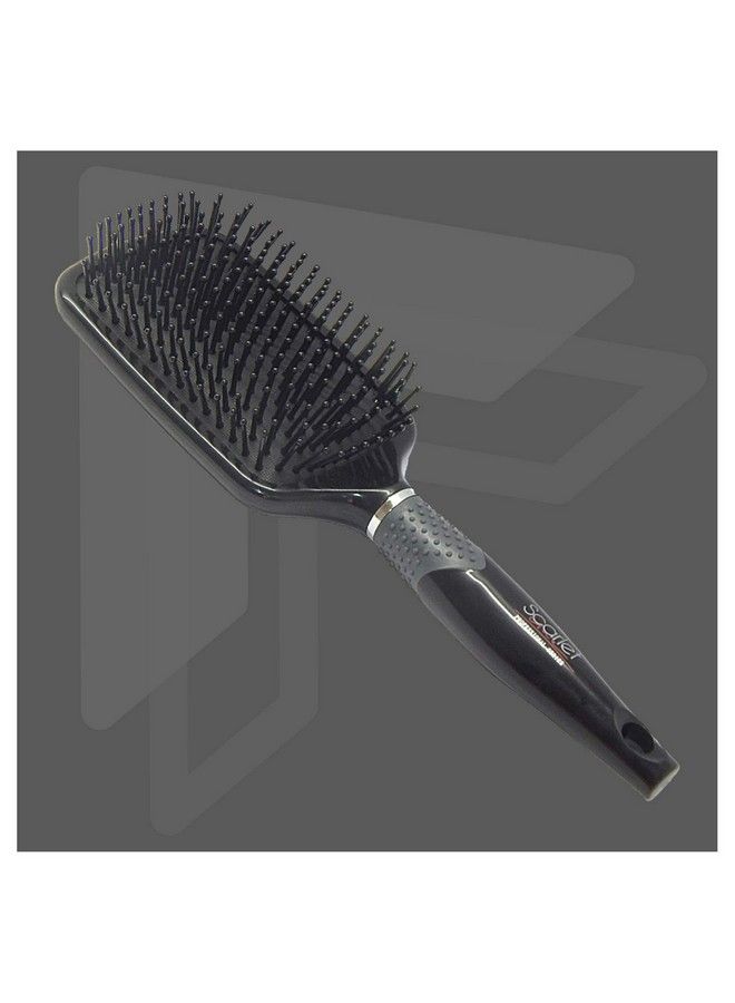 Scarlet Line Professional Cushion Pad Ball Ended Ceramic Bristles Large Paddle Hair Brush With Anti Slip Rubber Grip On Handle For Men N Women_Black - Image 2
