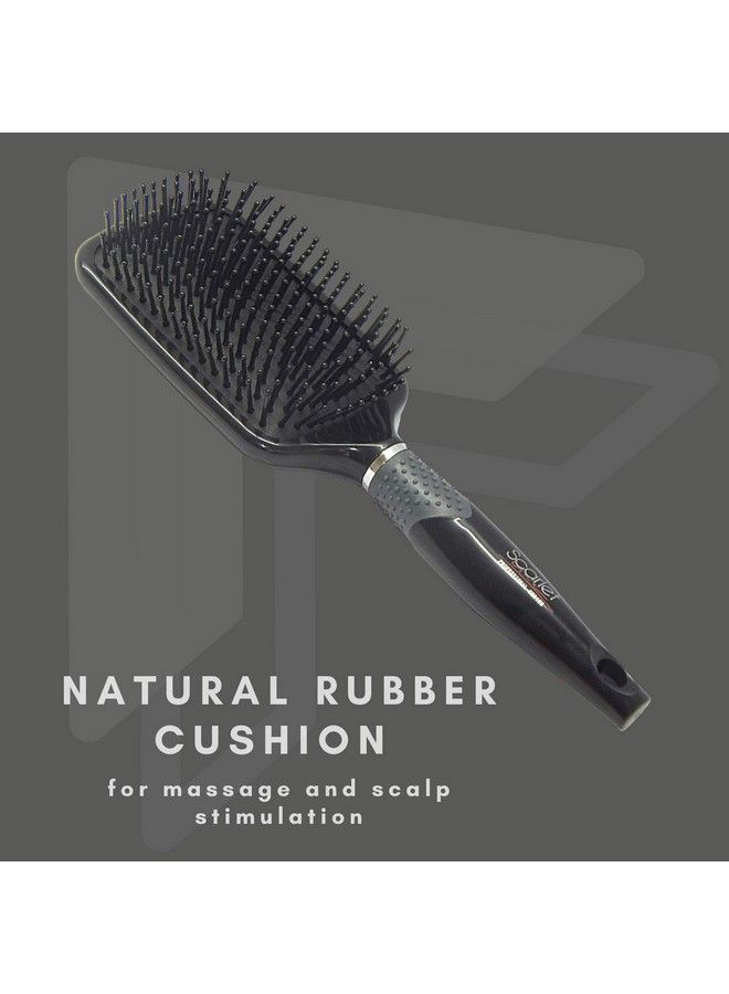 Scarlet Line Professional Cushion Pad Ball Ended Ceramic Bristles Large Paddle Hair Brush With Anti Slip Rubber Grip On Handle For Men N Women_Black - Image 5