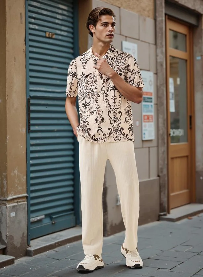 لي كوبر قميص لي كوبر مطبوع بقصة عادية وياقة كامب