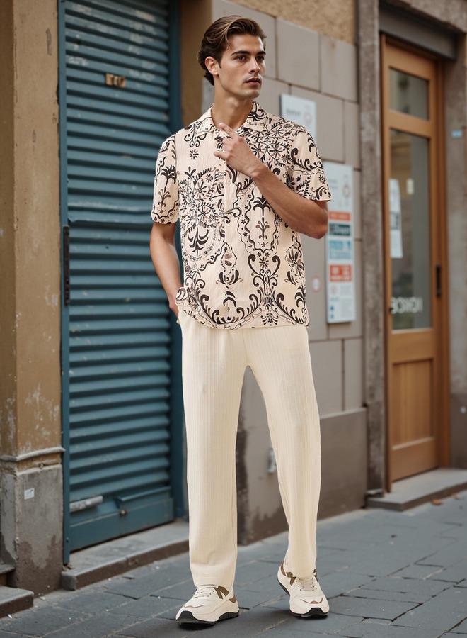 Lee Cooper Printed Regular Fit Shirt with Camp Collar - Image 2