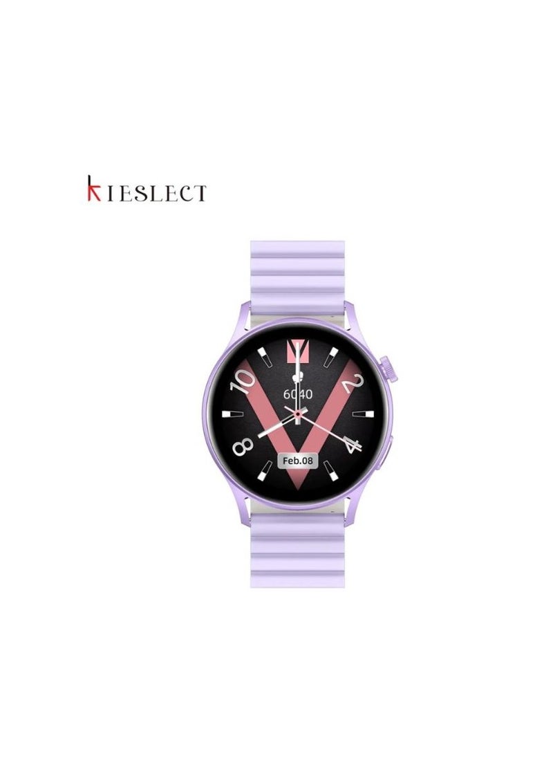 KIESLECT Lora  Calling Watch Lady Smart watch With 1.3" AMOLED Touch Screen/24H Heart Rate & SPO2 & Sleep Monitor/Smart watch Women/Double Straps(Purple)  - Image 1