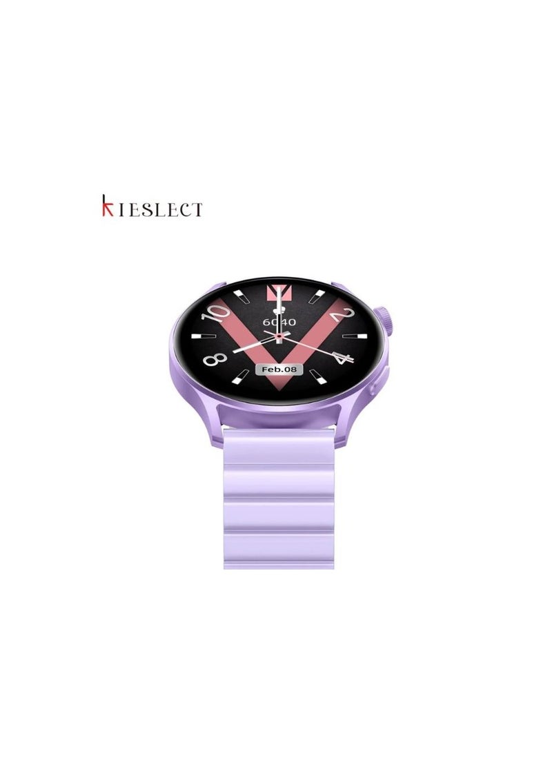 KIESLECT Lora  Calling Watch Lady Smart watch With 1.3" AMOLED Touch Screen/24H Heart Rate & SPO2 & Sleep Monitor/Smart watch Women/Double Straps(Purple)  - Image 4