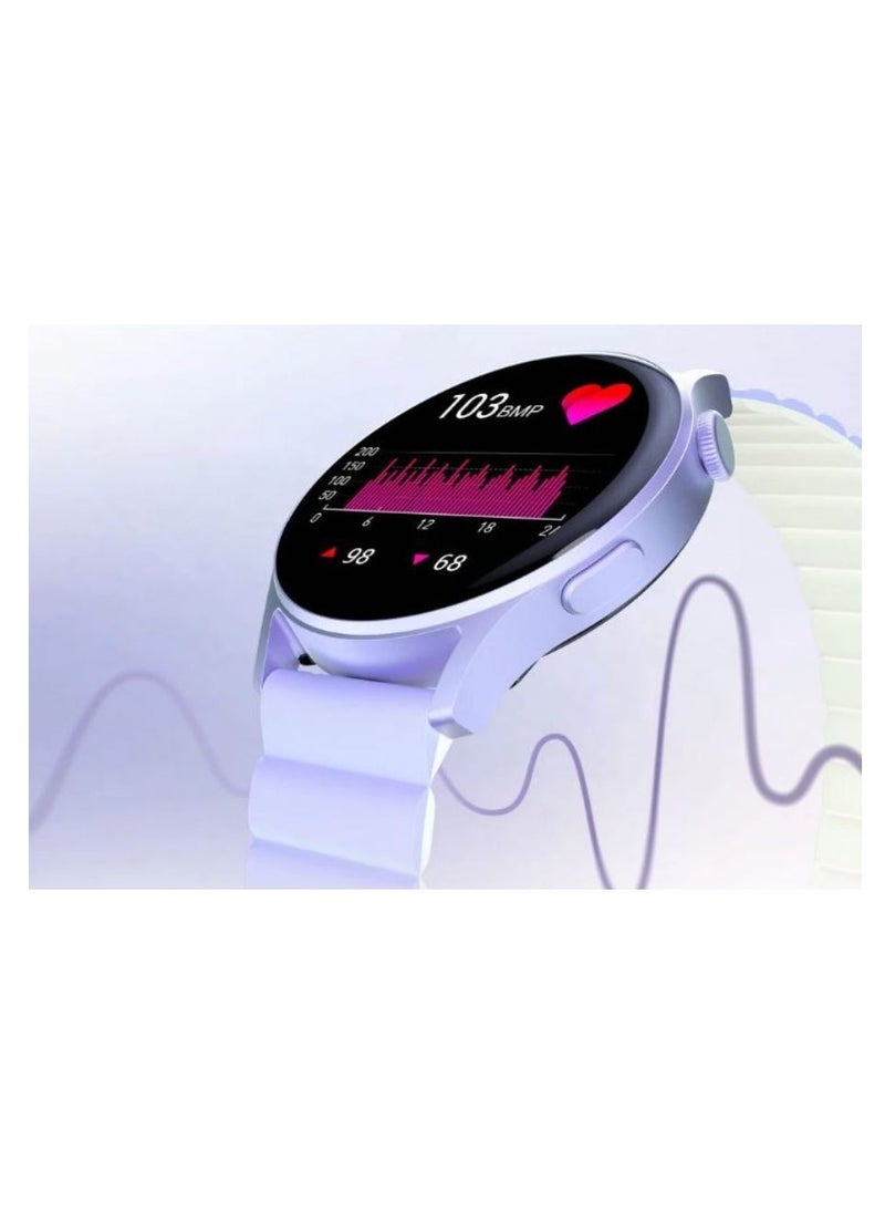 KIESLECT Lora  Calling Watch Lady Smart watch With 1.3" AMOLED Touch Screen/24H Heart Rate & SPO2 & Sleep Monitor/Smart watch Women/Double Straps(Purple)  - Image 3