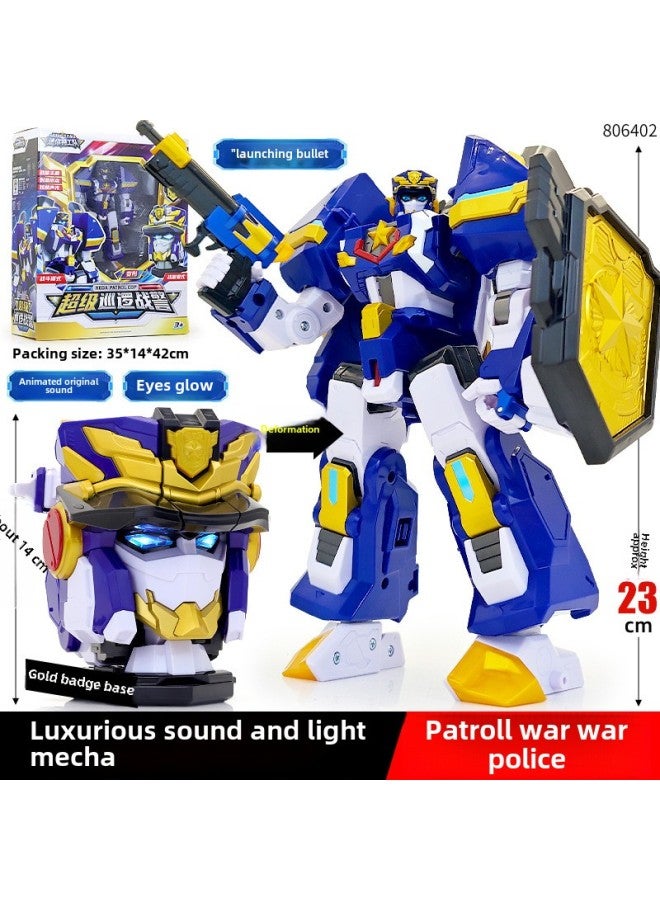 Transfiguration Fighter Ant Boy Mini Special Force Transfiguration Toy Model Mecha Mobile Robot-Color:Luxurious Sound And Light Mecha [super Patrol War Police]  - Image 1