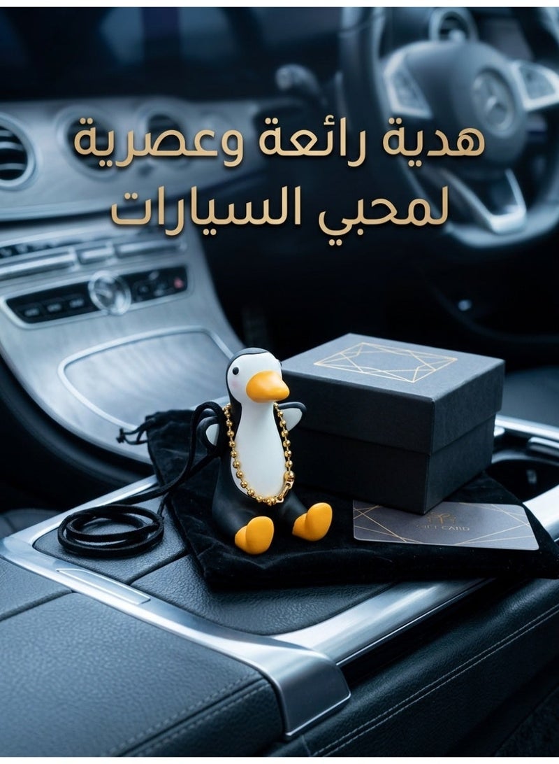 Growpal Cute Penguin Car Ornament – Hanging Decoration with Gold Chain, Car Interior Rear View Mirror Accessory, Bling Rhinestone Car Accessories, Playful & Unique Interior Decor for Car Rear View Mirrors - Image 4