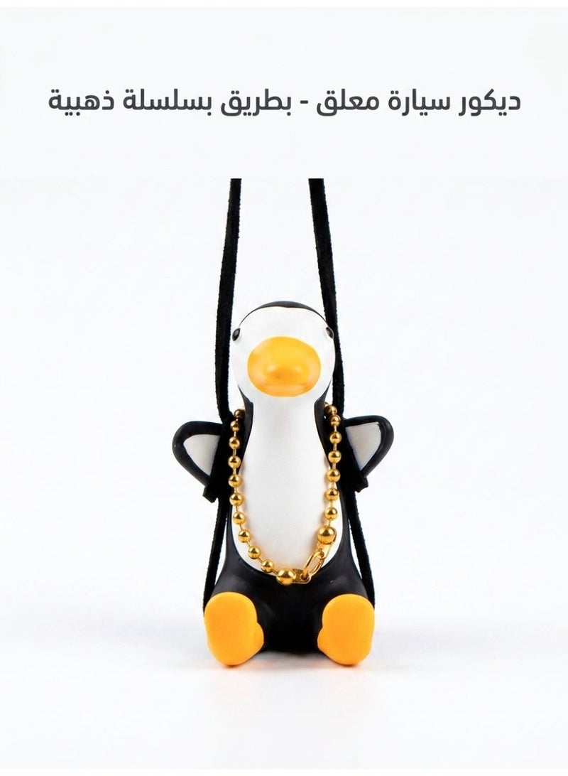 Growpal Cute Penguin Car Ornament – Hanging Decoration with Gold Chain, Car Interior Rear View Mirror Accessory, Bling Rhinestone Car Accessories, Playful & Unique Interior Decor for Car Rear View Mirrors - Image 1