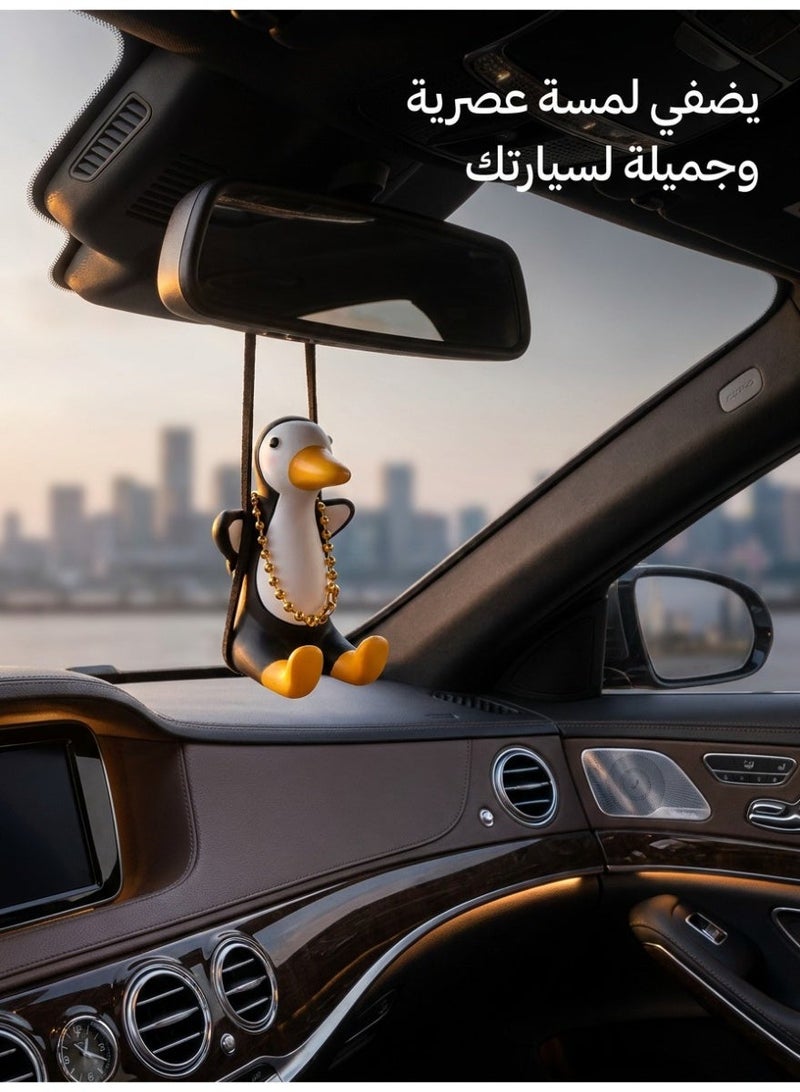 Growpal Cute Penguin Car Ornament – Hanging Decoration with Gold Chain, Car Interior Rear View Mirror Accessory, Bling Rhinestone Car Accessories, Playful & Unique Interior Decor for Car Rear View Mirrors - Image 2