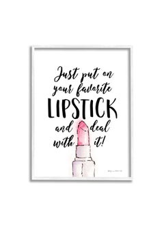 Stupell Industries Favorite Lipstick Deal with It Phrase Cosmetic Fashion, Designed by Stephanie Workman Marrott White Framed Wall Art, 16 x 20  - Image 1