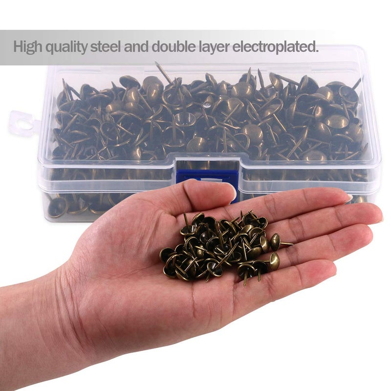 Rustark 300 قطعة 7/16'' [11 مم] دبابيس زخرفية قديمة للأثاث وسادة الأريكة - برونزي - Image 5