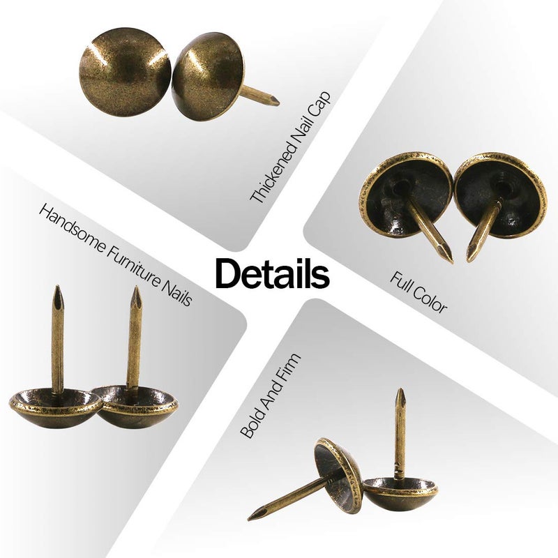 Rustark 300 قطعة 7/16'' [11 مم] دبابيس زخرفية قديمة للأثاث وسادة الأريكة - برونزي - Image 4