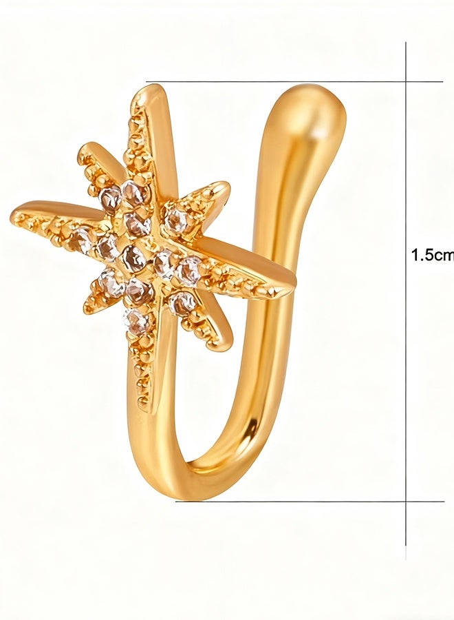 هابي دي خاتمي أنف قابلان للتثبيت بدون ثقب - خواتم أنف مزيفة على شكل U من النحاس مع الزركون، مجوهرات أنف مضادة للحساسية للنساء والمراهقات، بدون الحاجة للثقب، باللون الذهبي - Image 5