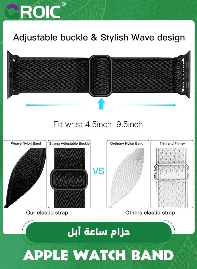 GROIC Elastic Bands Compatible with Apple Watch Bands 44mm 45mm 42mm 49mm, Stretchy Solo Loop Soft Nylon Strap Replacement Band Compatible for Apple Watch Ultra 2 iWatch SE Series 10 9 8 7 6 5 4 3 2 1  - Image 3