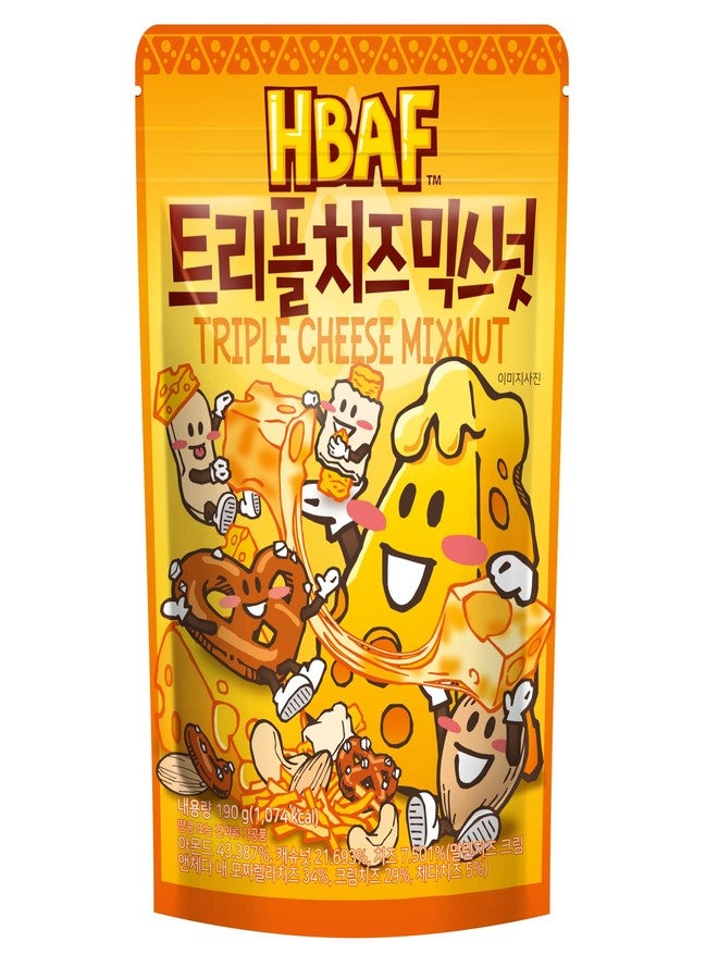 HBAF Triple Cheese Mixed Nuts – Savory Blend of Almonds, Cashews, Pretzels & Dried Cheese, Cheesy & Crunchy Snack, Perfect for Beer & Wine Pairing, 190g (6.7oz)