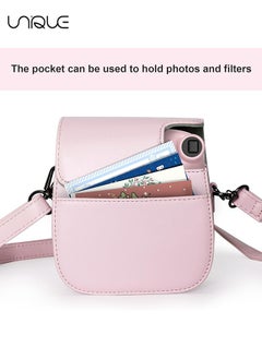 Unique Camera Case Compatible with Instax Mini 12, Protective Case PU Leather Bag with Pocket and Adjustable Shoulder Strap (Pink)  - Image 5