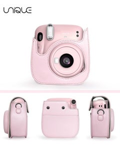 Unique Camera Case Compatible with Instax Mini 12, Protective Case PU Leather Bag with Pocket and Adjustable Shoulder Strap (Pink)  - Image 2