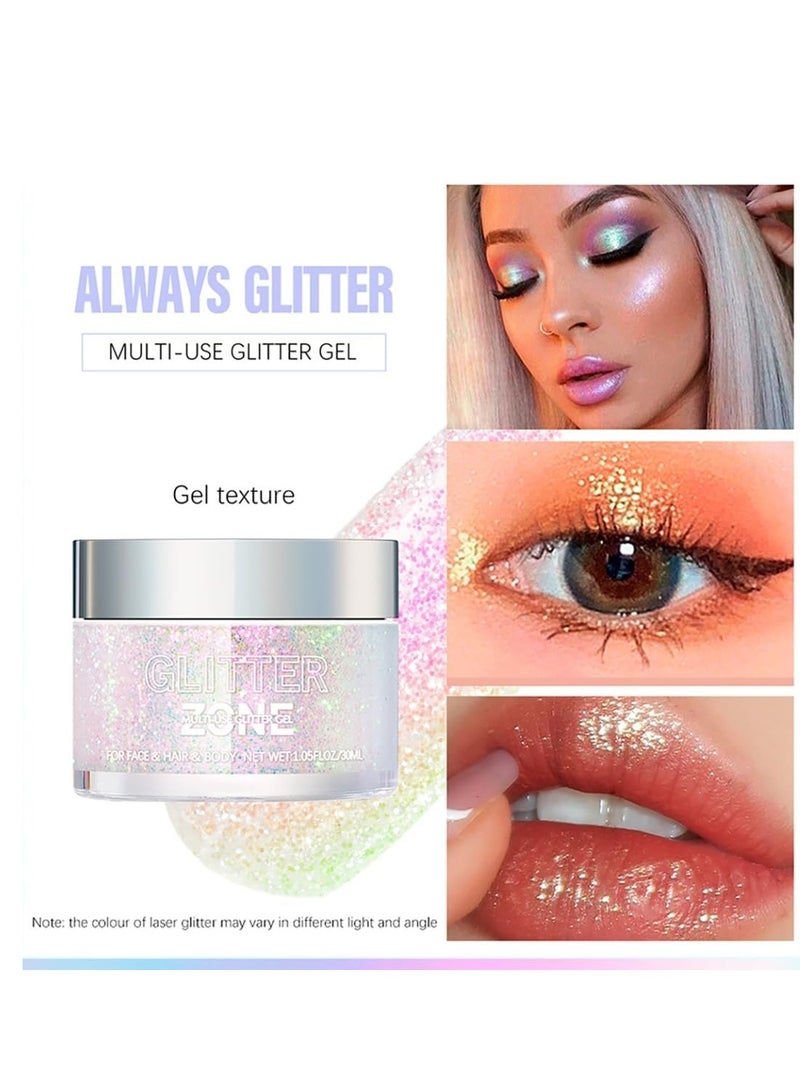 lakerain Holographic Body Glitter Gel for Body Face Hair and Lip Color Changing Glitter Gel Under Light Vegan & Cruelty Free Safe and Easy to Use No.01 - Image 3