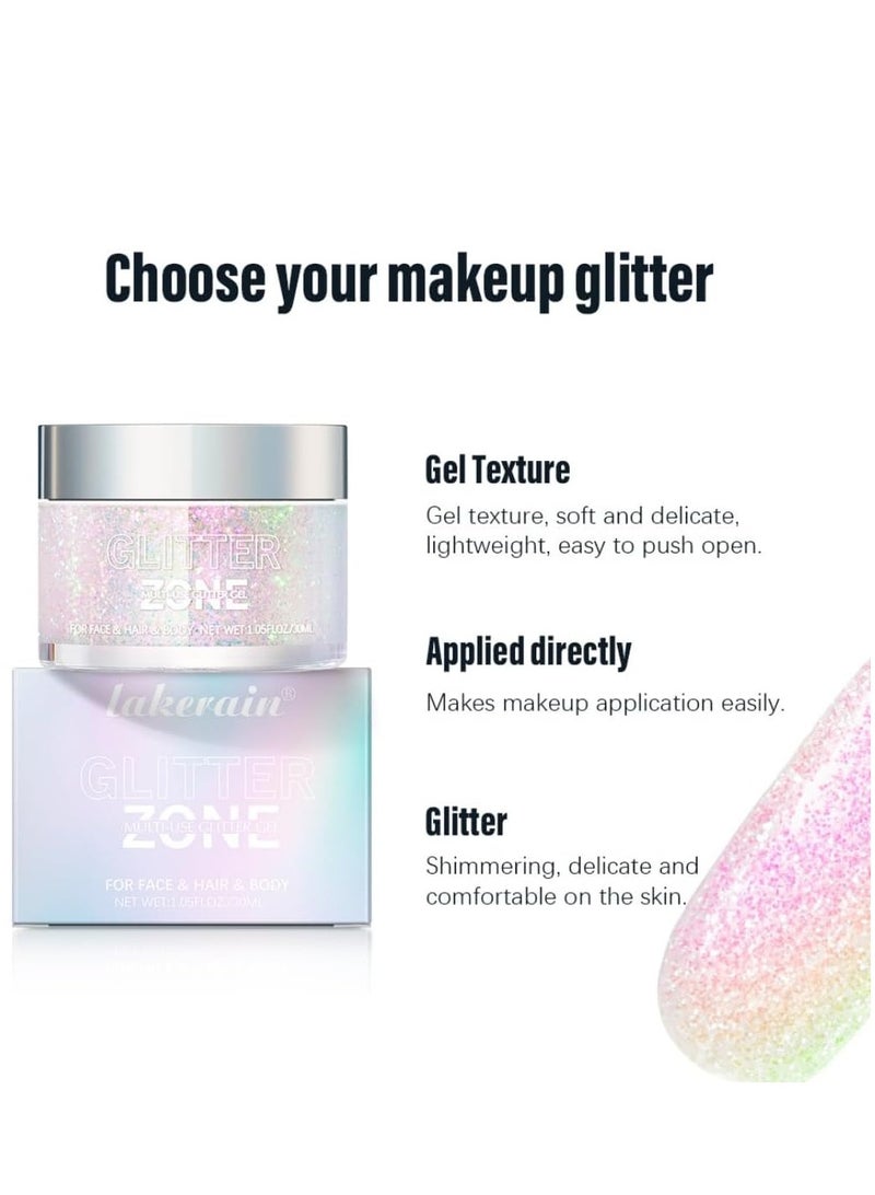 lakerain Holographic Body Glitter Gel for Body Face Hair and Lip Color Changing Glitter Gel Under Light Vegan & Cruelty Free Safe and Easy to Use No.01 - Image 5