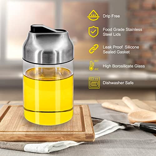 Aelga Soy Sauce Dispenser, 7oz Non-Drip Spout Oil and Vinegar Dispenser with Auto Flip Cap, Glass Oil Cruet for Kitchen Cooking - Image 2